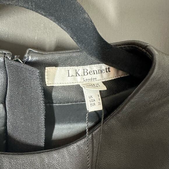 NEW LK Bennett Women's Zena Black 100% Leather Dress Size 4 Fall Classic LBD - Picture 4 of 8